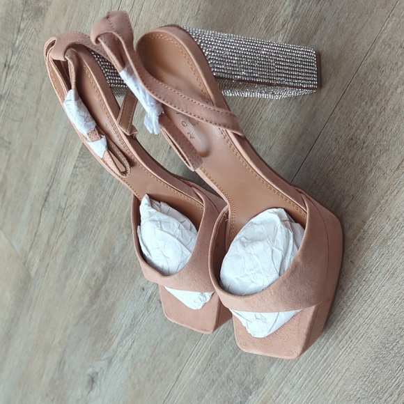 ASOS DESIGN Noun platform barely there embellished heeled sandals- 7 - Picture 9 of 11